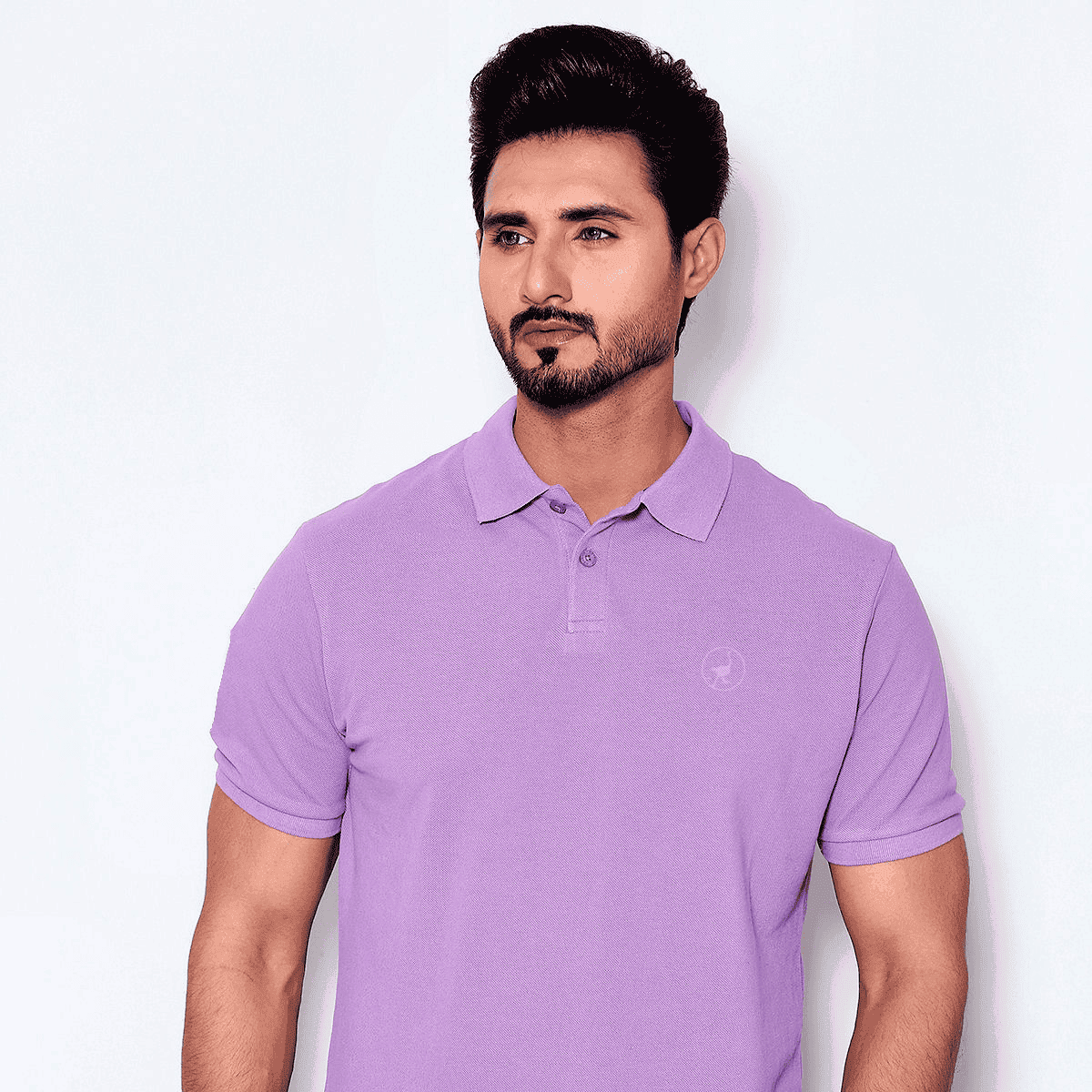 Liquid Purple Self Logo Polo