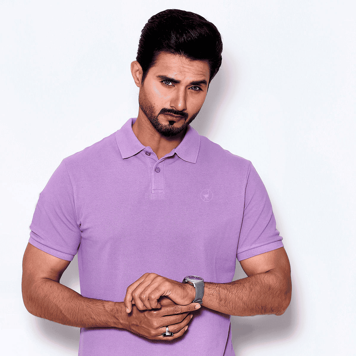 Liquid Purple Self Logo Polo
