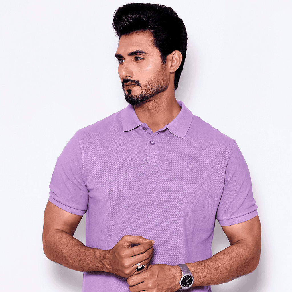 Liquid Purple Self Logo Polo