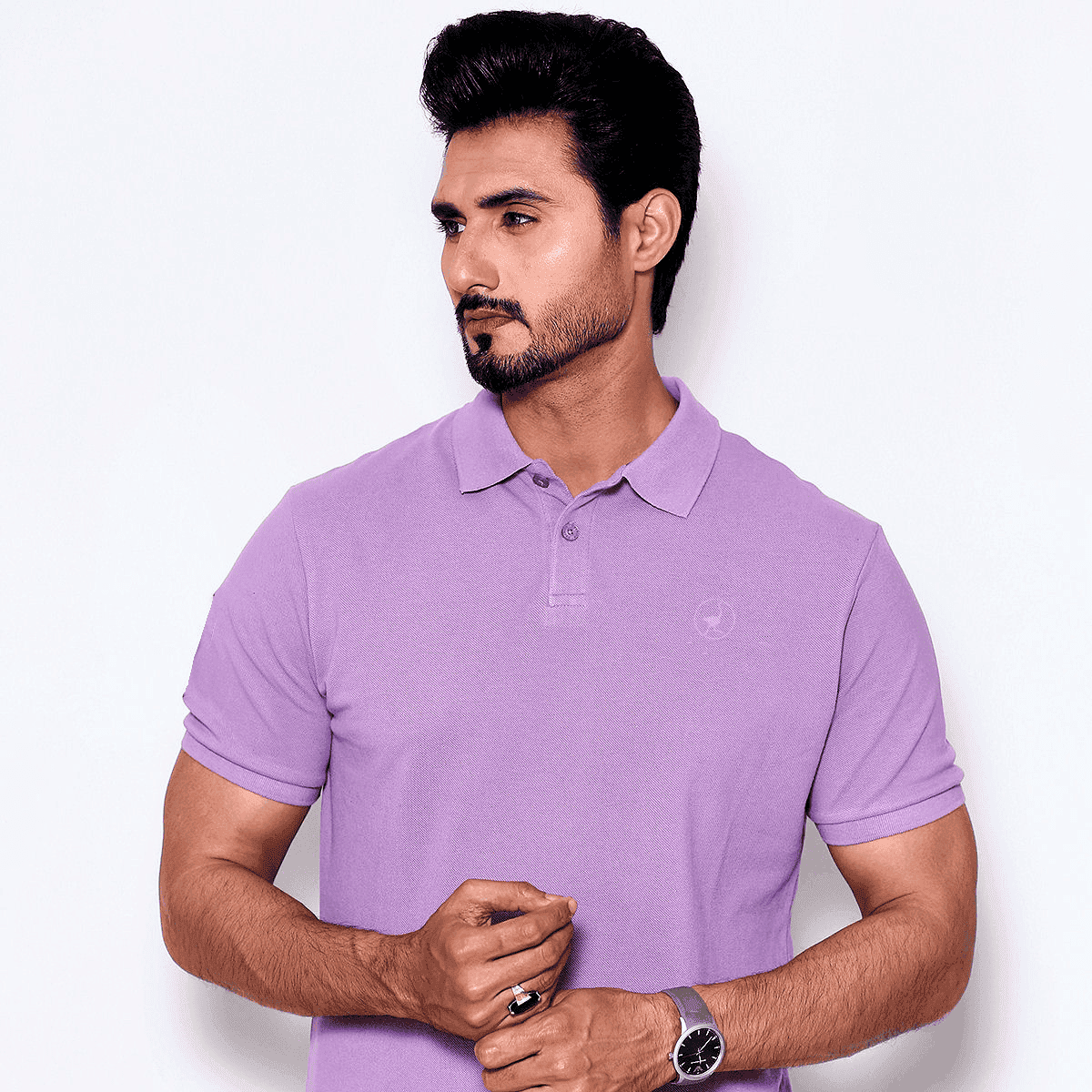 Liquid Purple Self Logo Polo