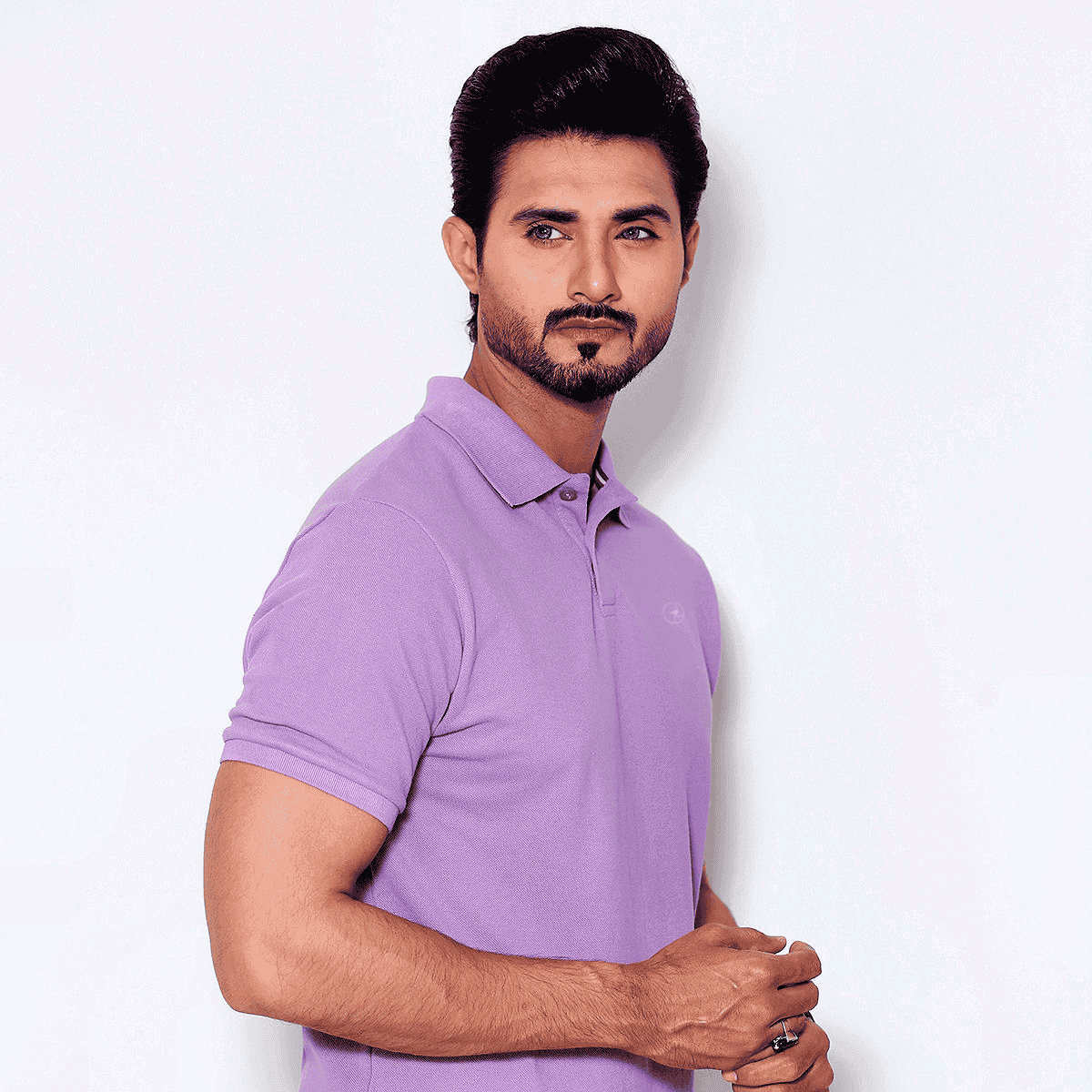 Liquid Purple Self Logo Polo